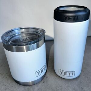 YETI Rambler Lot White Slim Colster Can Insulator & 10oz Lowball Coffee Mug